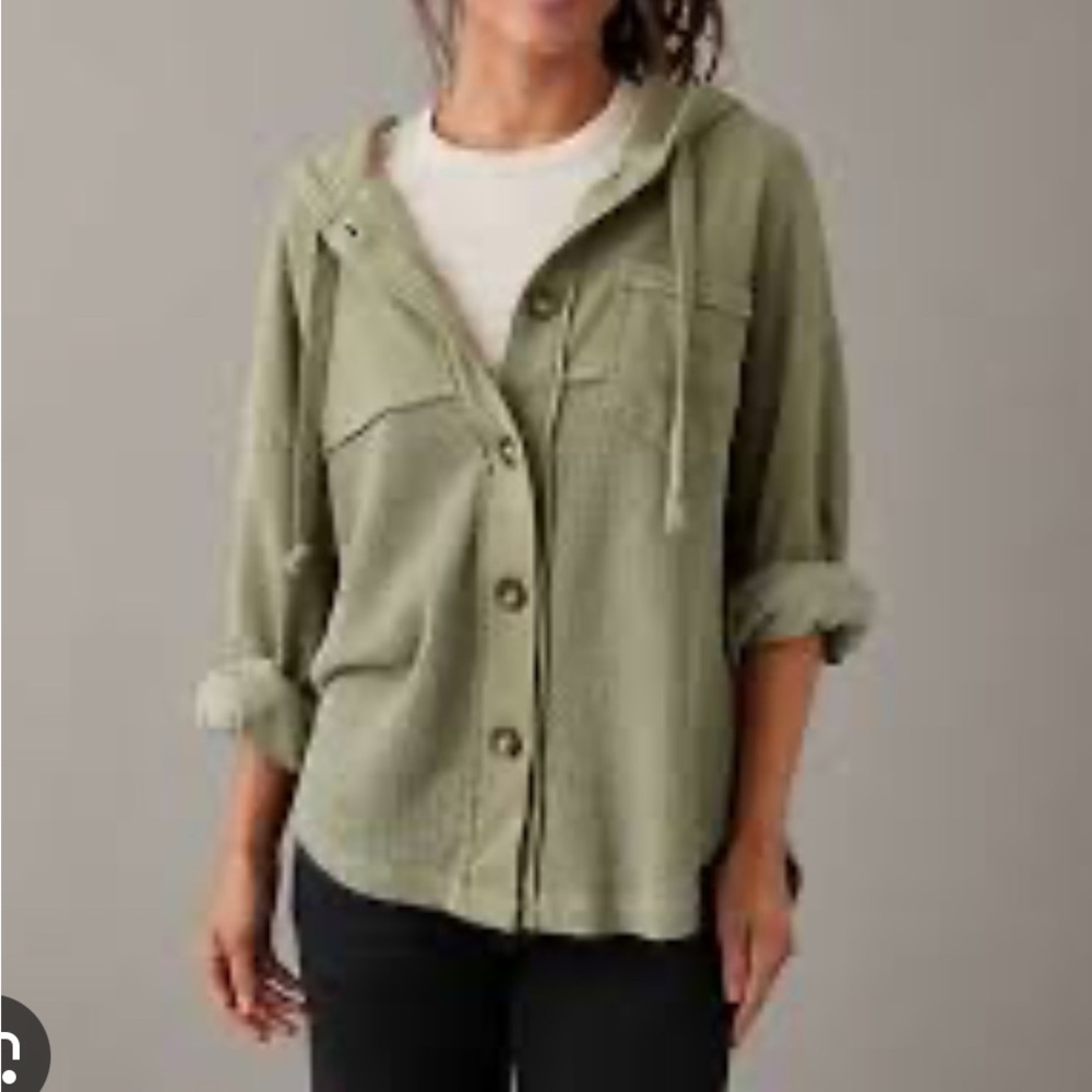 AE Green Women's Hooded Shacket